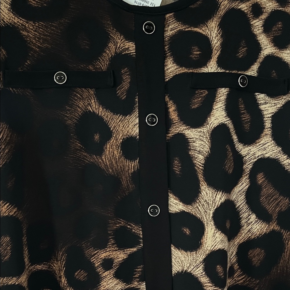 Susan Lawrence Leopard Print Blouse in Black and Brown - Picture 5 of 6
